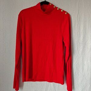 J. CREW Long Sleeve Ribbed Turtleneck with Buttons Red Size Extra Large